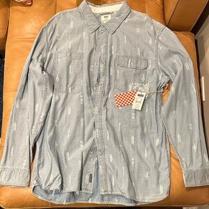 Vans Men's Casual Light Blue Button Down Shirt